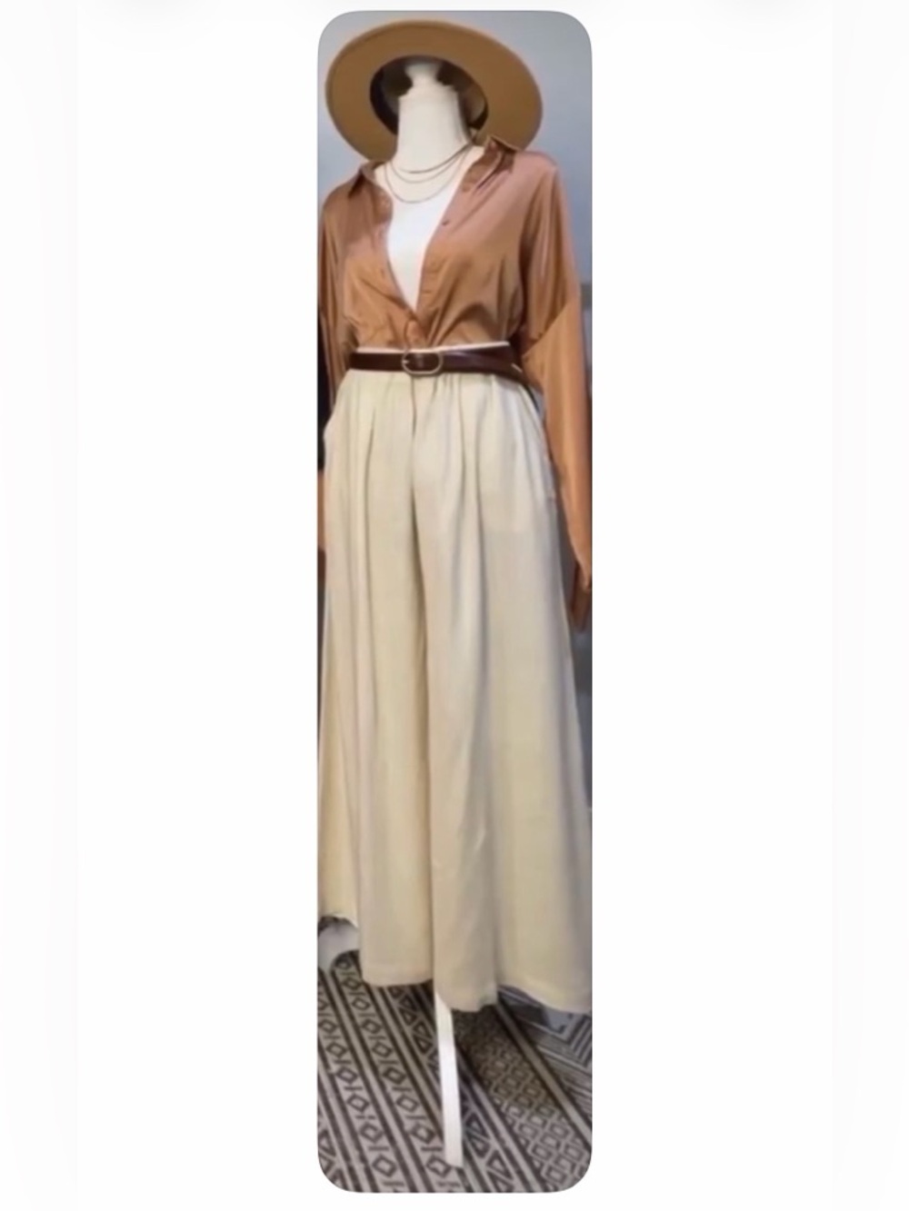 NWT In Loom- oversized Satin Button-Up Blouse in Rose Gold